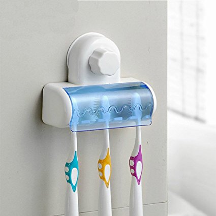 Flytaker Suction Cup Toothbrush Holder Bathroom Toothbrush Organizer with Cover Made of Food Grade ABS Waterproof