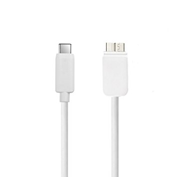 J-Tech Digital ® USB 3.1 Type C (USB-C) to Micro B (Micro USB) Cable 3.3 Feet (White) for New Macbook, Chromebook Pixel 2 and Apple TV 4th generation Other Type C Compatible Devices