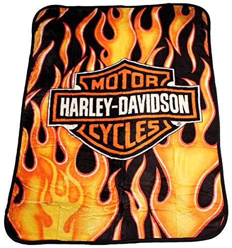 Harley-Davidson Flames Soft Raschel Throw Blanket Twin/Full Size 60 inch x 80 inch