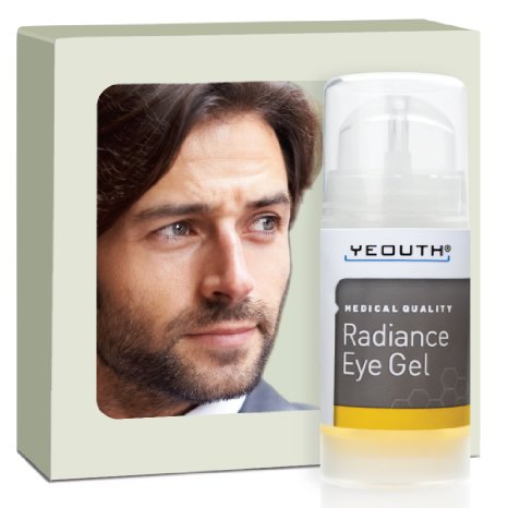 Men's Best Anti Aging Eye Gel for Winkles, Dark Circles, Puffiness & Bags with Hyaluronic Acid and Tripeptide - 100% Money Back Guarantee