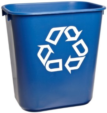 Rubbermaid Commercial FG2955-73 Plastic Deskside Recycling Container Small34 gallons Blue