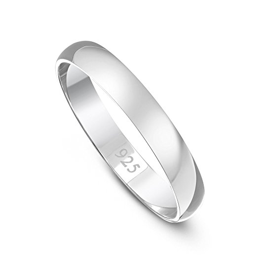 DTLA Solid Sterling Silver Round Wedding Band Ring - 2mm to 10mm