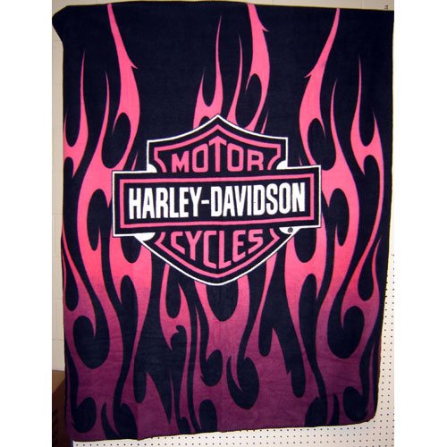 Harley Davidson Pink Logo Fleece Blanket