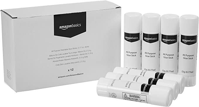 AmazonBasics All Purpose Washable School Glue Sticks, 0.77-oz stick, 12-Pack