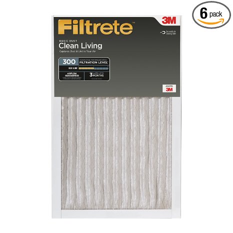 Filtrete Clean Living Basic Dust Filter, MPR 300, 20 x 24 x 1-Inches, 6-Pack
