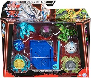 Spin Master Bakugan Blue Base Battle Pack Action Figure Set, Special Attack Ventri, Special Attack Dragonoid, Titanium Bruiser, Titanium Trox, Smoke, 6066988