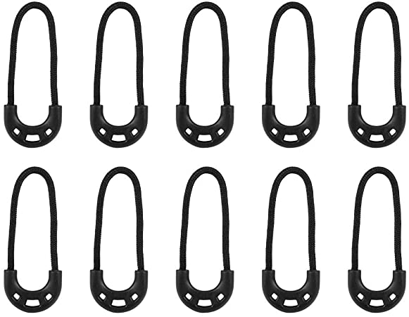 Zipper Pulls Cord 10Pcs/Bag EDC Black Small Lariat Rope for Outdoor Travel Clothing Backpack Accessory