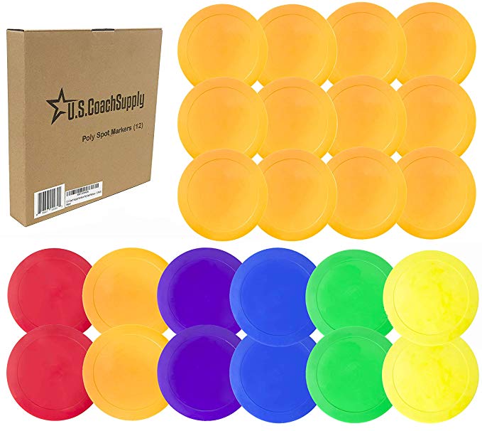 Coast Athletic Brands Poly Spot Markers (12 Pack) | Available in Multi-Color and Orange Sets