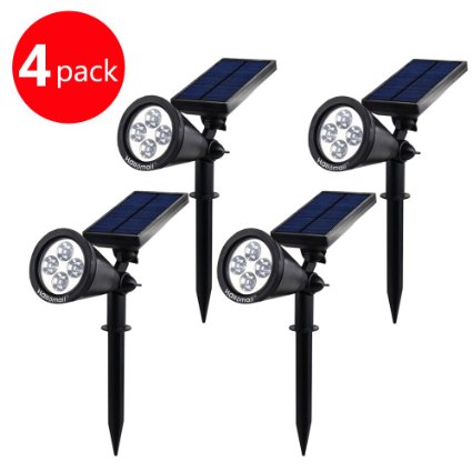 New Version 2 Modes 200 Lumens Solar Wall Lights  In-ground Lights 180angle Adjustable and Waterproof 4 LED Solar Outdoor Lighting Spotlights Security Lighting Path Lights TD-604 4 Pack