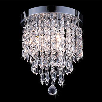 CO-Z Mini Crystal Chandelier with 3 Lights, Chrome Flush Mount Ceiling Light Fixture with Raindrop Crystals, Modern Ceiling Lighting for Hallway, Bedroom, Living Room, Kitchen, Dining Room