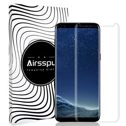 Samsung Galaxy S8 Screen Protector,Airsspu Tempered Glass 3D Touch Compatible,9H Hardness,Bubble