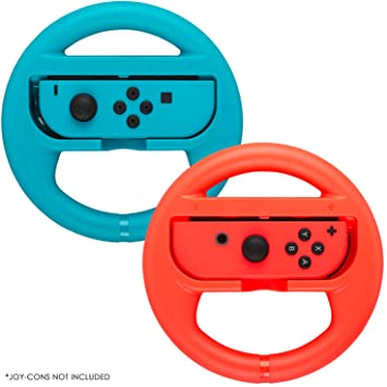 Steering Wheels for Nintendo Switch Mario Kart Racing 2-Pack (Red and Blue)
