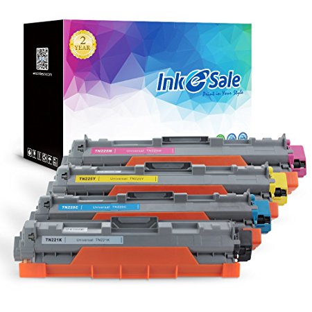 INK E-SALE TN221 TN225 Toner Cartridge compatible for Brother HL-3170CDW MFC-9340CDW MFC-9330CDW MFC-9130CW MFC-9320CW, 4 Pack (Black, Cyan, Magenta, Yellow)