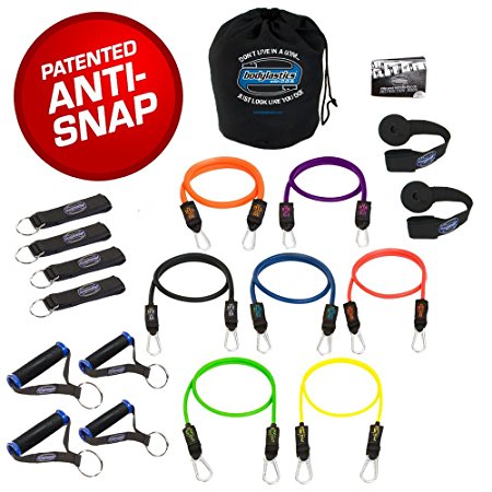 Bodylastics STRONG MAN, Stackable Resistance Bands Sets - These top notch Home and Travel Gyms include Our Best Quality ANTI-SNAP exercise tubes, heavy Duty Components: Anchors/Handles/Ankle Straps, and exercise training resources.