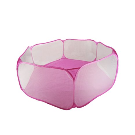 Kakato Hexagon Playpen w/ Mesh & Carry Tote (Balls NOT Included) for Children Baby Infant Kid Child Pink
