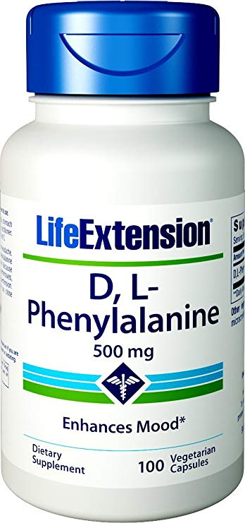 Life Extension D,L-Phenylalanine, 500mg, 100 Vegetarian Capsules