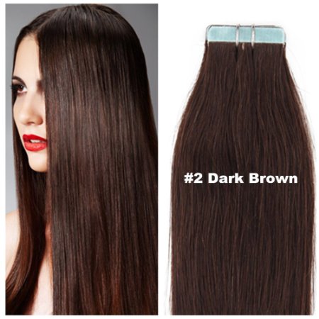 Full Hair 16quot Dark Brown 2 40 Pcs 100g Per Set Pu Tape in 100 Remy Human Hair Extensions Fashion Tape in Hair Extensions