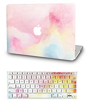 KEC MacBook Pro Retina 13 Inch Case (2015) w/ KeyBoard Cover Plastic Hard Shell Cover A1502 / A1425 (Rainbow Mist)