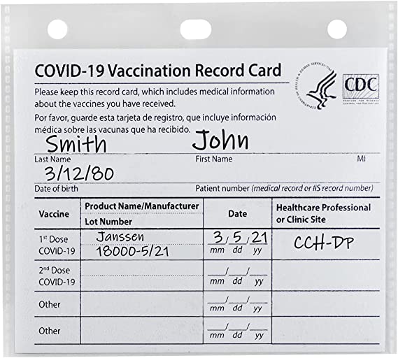 C-Line COVID-19 Vaccine Card Holder, Clear, 4” x 3”, 5/PK (19105)