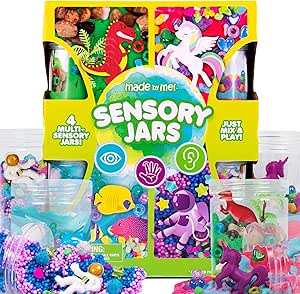 Made By Me Sensory Jars, 4 Pack, Reusable Sensory Toys, Great Travel Toys for Toddlers, Sensory Toys for Toddlers 3-4, Calm Down Corner Supplies, Sensory Fidget Toys, Calming Toys for Kids