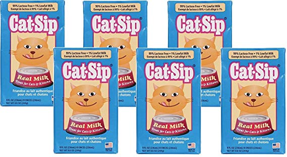 Cat-Sip 6 Pack of Real Milk Treat for Cats and Kittens, 8oz Each