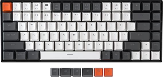 Keychron K2 75% Layout Hot-swappable Bluetooth Wireless/USB Wired Mechanical Keyboard with Gateron G Pro Red Switch/Double-Shot Keycaps/RGB Backlit 84 Keys Computer Keyboad for Mac Windows Version 2