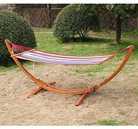 Outsunny Single Wood Arc Outdoor Hammock & Stand Set