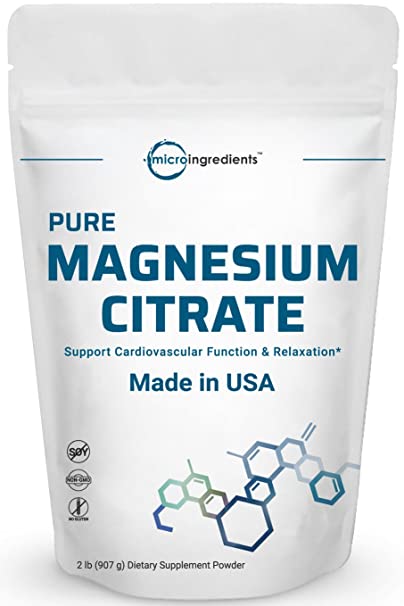 US Origin Pure Magnesium Citrate Powder, 2 Pounds (32 Ounce), Powerfully Supports Cardiovascular Function, Relaxation and Nutrient Utilization, No GMOs and Vegan Friendly