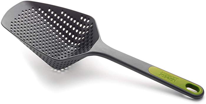 Joseph Joseph 10160 Scoop Colander Strainer Slotted Spoon, Large, Gray/Green