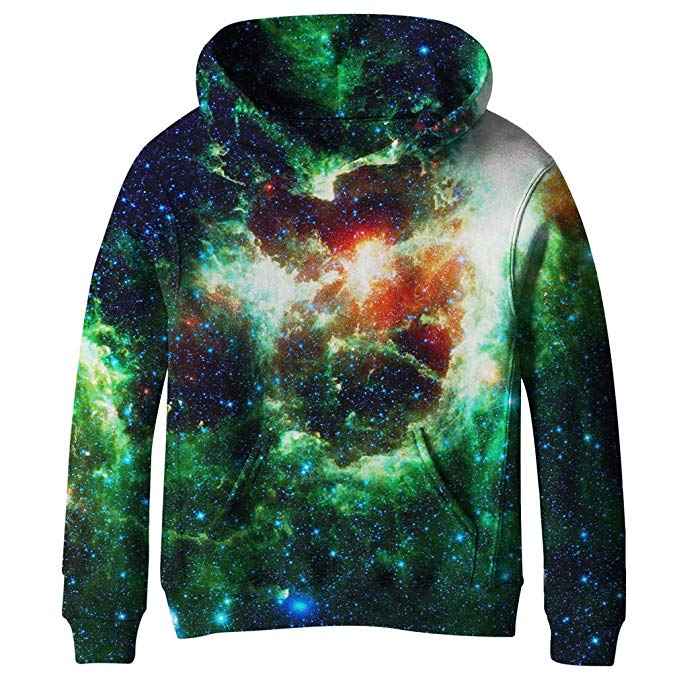 SAYM Teen Boys' Galaxy Fleece Sweatshirts Pocket Pullover Hoodies 4-16Y