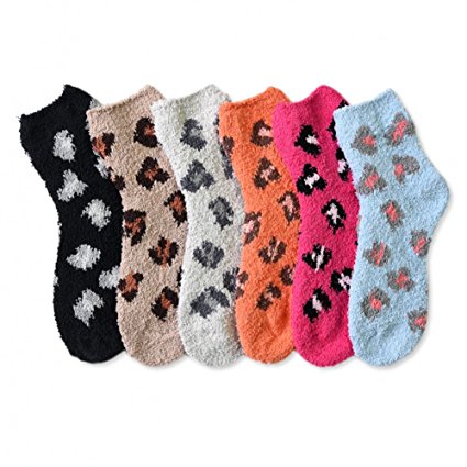 Mamia 6 Pairs Women's Cozy Slipper Socks Fuzzy Sock Multi Color