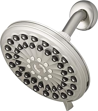 Waterpik 6-Mode RainFall  Rain Shower Head with PowerPulse Massage, Brushed Nickel,XED-639E