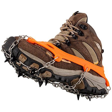 Crampon Footwear with Micro Spikes Ice Traction Safe Protection for Hiking, Walking, Jogging on Snow and Ice