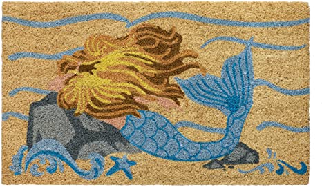 HF by LT Mermaid 100% Coir Doormat, 18 x 30 inches, Naturally Durable, PVC-Backing, Sustainable