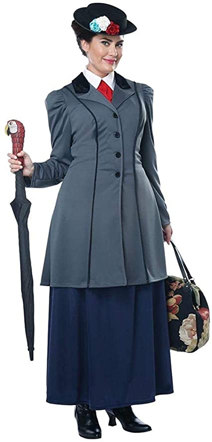 Womens Plus Size English Nanny Mary Poppins Costume Grey