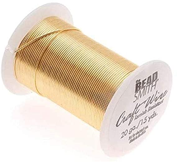 Beadsmith 20 Gauge Tarnish Resistant Copper Wire, 15 Yard/13.5m, Gold