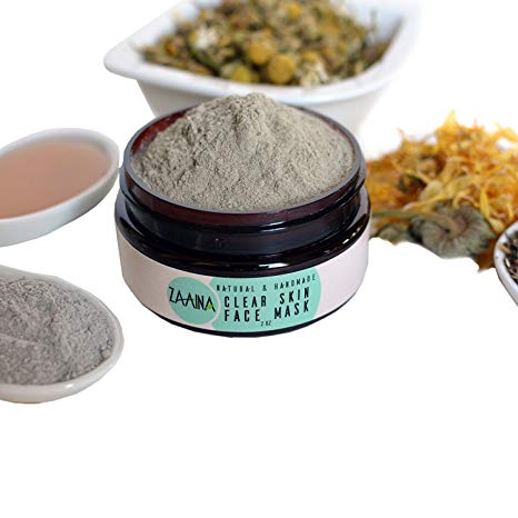 CLEAR SKIN Face Clay Mask Powder | 100% Natural & Organic, Bentonite Clay, Chamomile, Calendula & Others | Invigorate & Cleanse Skin, Unclog Pores, Remove Blemishes, Soothe Acne | 2 Ounces