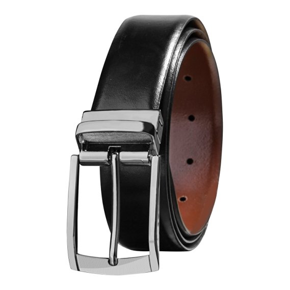 Savile Row Men's Top Grain Leather Reversible Belt - Classic & Fashion Designs