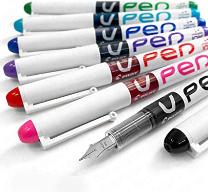 Pilot V Pen - Disposable Erasable Fountain Pen - Assorted 7 Pack