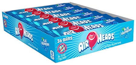 Airheads Bars, Blue Raspberry, Stocking Stuffer, Gift, Holiday, Christmas, 0.55 Ounce (Pack of 36)