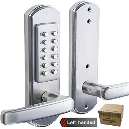 Elemake Left Handed Keyless Entry Lock Door Keypad Mechanical Security Stainless Steel - Upgrade (NOT Deadbolt)