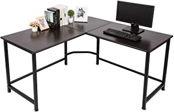 TOPSKY Computer Desk 140x140cm with 60cm Deep L-Shaped Desk Corner Workstation Bevel Edge Design Walnut