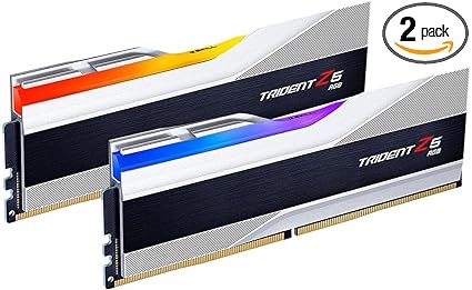 G.SKILL Trident Z5 RGB Series (Intel XMP 3.0) DDR5 RAM 64GB (2x32GB) 6400MT/s CL32-39-39-102 1.40V Desktop Computer Memory UDIMM - Metallic Silver (F5-6400J3239G32GX2-TZ5RS)