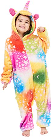 Kid's Animal Onesie Unicorn Costume Cosplay Pajamas Christmas Rainbow Star 110