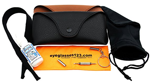Eye-Max Sunglasses Case, Suitable for Aviator, Wayfarer,Clubmaster Sunglasses, w/Free Accessories