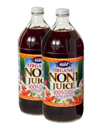 Organic Hawaiian Noni Juice - Pack of 2 X 32oz Glass Bottles
