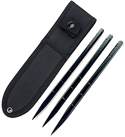 phoenix outdoor Black Storm Stainless Steel Throwing Knife Flying Spike Set 3 with Nylon Sheath