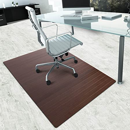 Office Marshall Chair Floor Protector – Under Chair Mat | Bamboo | Hard Floor Protector | Non-Slip | Brown - 90 x 120 cm