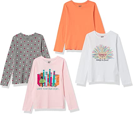 Spotted Zebra Girls and Toddlers' Long-Sleeve T-Shirts, Multipacks