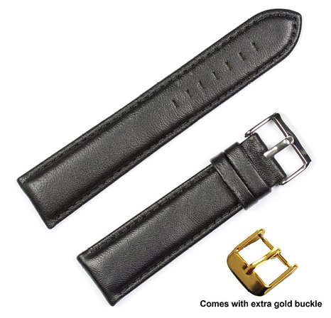 Panerai Style Glove Leather Watch Band (Silver & Gold Buckle)